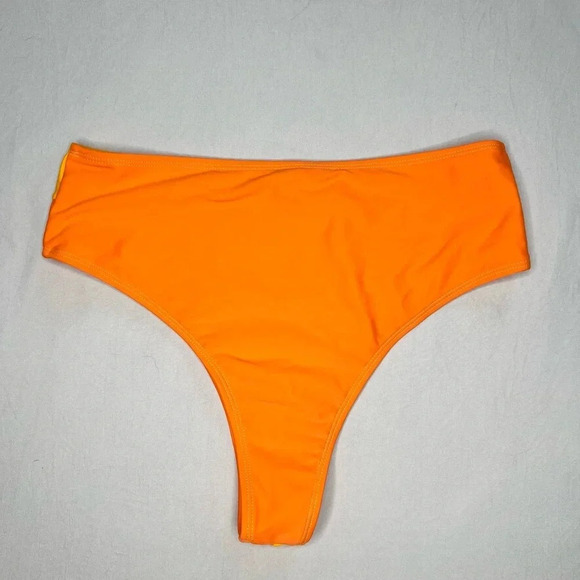 SHEIN Women's High-Waisted Colorblock Bikini Bottoms Size M Orange Yellow - Picture 3 of 6